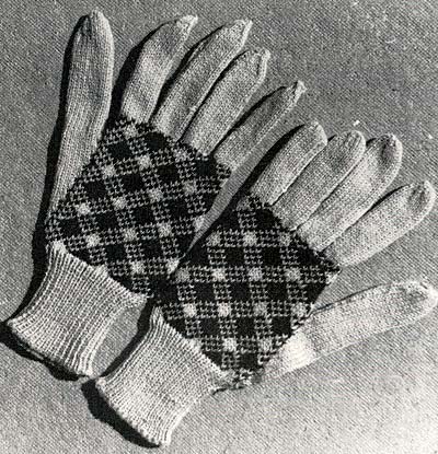 Handschuhe mit farbigem Muster, gloves with colour pattern
