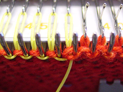 Faden vor der Masche, thread in front of stitch Faden vor der Masche, thread in front of stitch